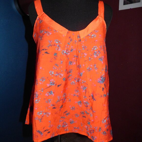 THREE STONES GOTH BOHO RED MULTI FLORAL TIE BACK TOP BLOUSE L - Picture 1 of 7